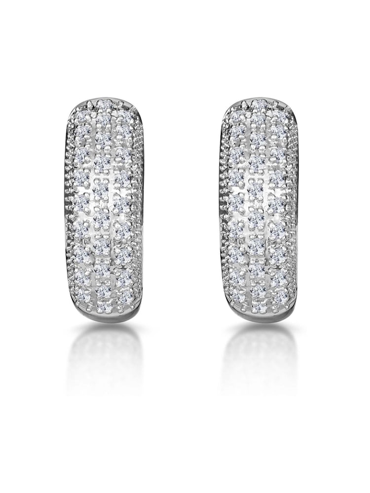 The Diamond Store 925 Silver Lab Diamond Pave 0.33ct Huggie Earrings - Image 1 of 5