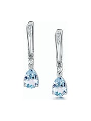 The Diamond Store 9K White Gold Stellato Blue Topaz and 0.03ct Diamond Earrings - Image 1 of 6