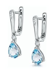 The Diamond Store 9K White Gold Stellato Blue Topaz and 0.03ct Diamond Earrings - Image 3 of 6