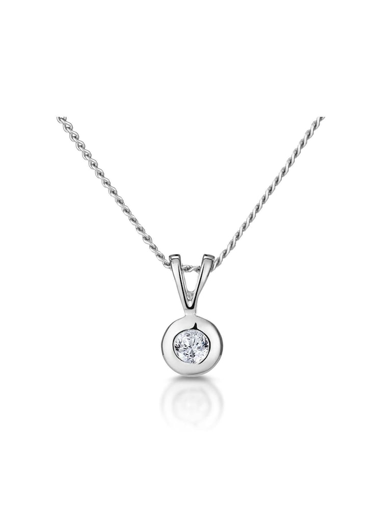 The Diamond Store 9K White Gold 0.05ct Diamond Solitaire Pendant Necklace - Image 1 of 5