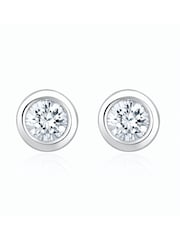 The Diamond Store 9K White Gold 0.30ct Lab Diamond Rub Over Stud Earrings - 5.2mm - Image 1 of 5