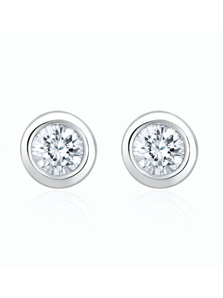 The Diamond Store 9K White Gold 0.30ct Lab Diamond Rub Over Stud Earrings - 5.2mm - Image 1 of 5