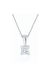 The Diamond Store 9K White Gold 0.15ct Princess Cut Lab Diamond Pendant Necklace - Image 1 of 5