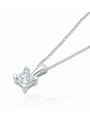 The Diamond Store 9K White Gold 0.15ct Princess Cut Lab Diamond Pendant Necklace - Image 3 of 5