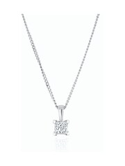 The Diamond Store 9K White Gold 0.15ct Princess Cut Lab Diamond Pendant Necklace - Image 4 of 5