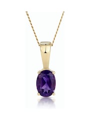 The Diamond Store Purple Amethyst 7 x 5mm 9K Yellow Gold Pendant Necklace - Image 1 of 6
