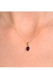 The Diamond Store Purple Amethyst 7 x 5mm 9K Yellow Gold Pendant Necklace - Image 5 of 6
