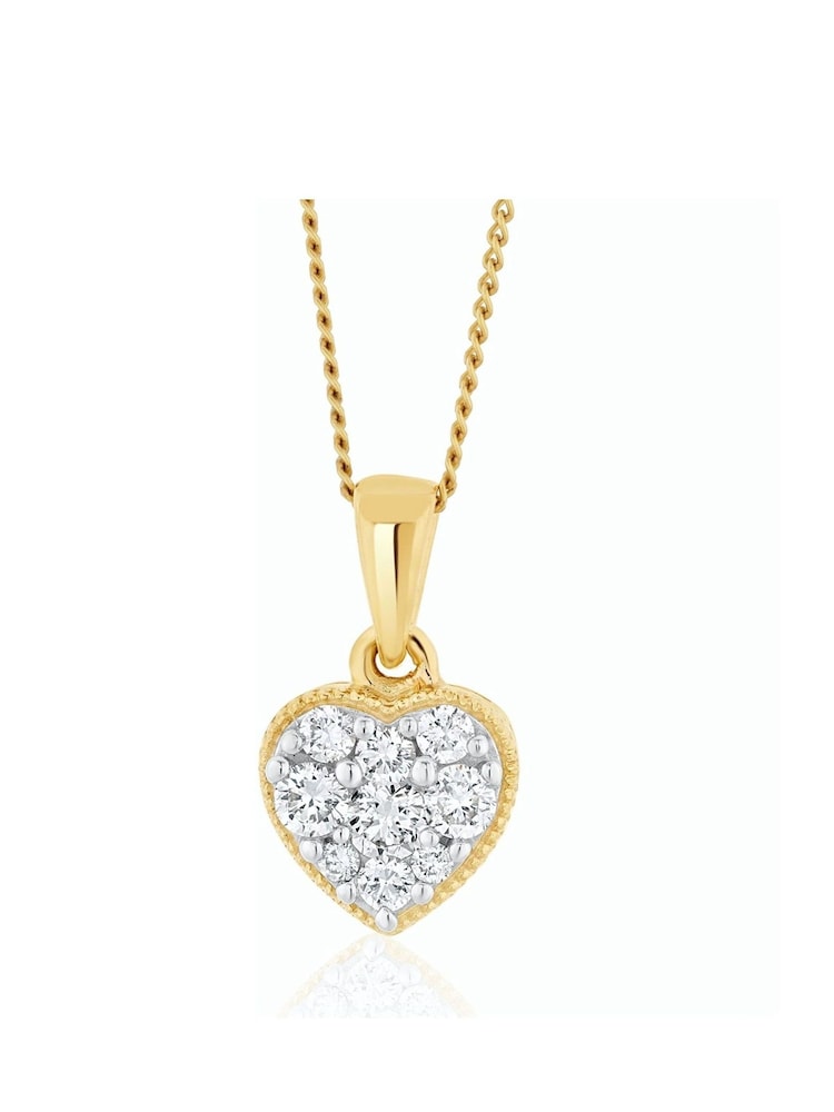 The Diamond Store 9K Yellow Gold 0.25ct H/Si Lab Diamond Heart Pendant Necklace - Image 1 of 6