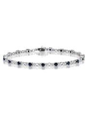 The Diamond Store Blue Sapphire and Lab Diamond Tennis Bracelet in 925 Silver - Image 1 of 3