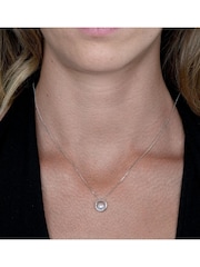 The Diamond Store 9K White Gold Pearl and Diamond Circle Stellato Necklace - Image 3 of 4