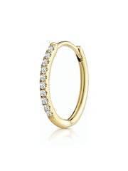 The Diamond Store 9K Gold Single Stellato 0.09ct Diamond Encrusted Hoop Earrings - Image 1 of 4