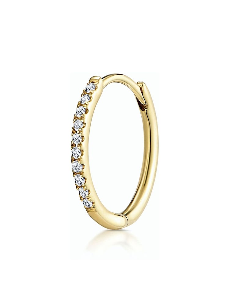 The Diamond Store 9K Gold Single Stellato 0.09ct Diamond Encrusted Hoop Earrings - Image 1 of 4