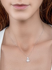The Diamond Store 9K White Gold Button Pearl and Diamond Stellato Pendant Necklace - Image 3 of 6
