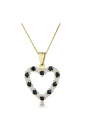 The Diamond Store 9K Gold Sapphire and 0.03ct Diamond Heart Pendant Necklace - Image 1 of 6