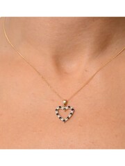 The Diamond Store 9K Gold Sapphire and 0.03ct Diamond Heart Pendant Necklace - Image 3 of 6