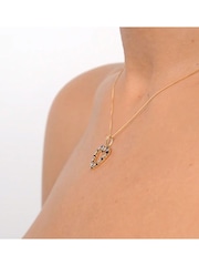 The Diamond Store 9K Gold Sapphire and 0.03ct Diamond Heart Pendant Necklace - Image 4 of 6