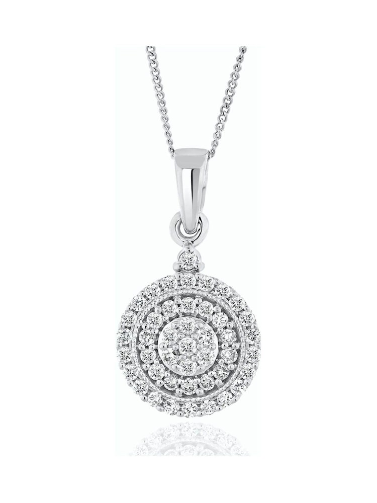 The Diamond Store 9K White Gold Triple Halo 0.50ct H/Si Lab Diamond Pendant Necklace - Image 1 of 5