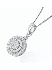 The Diamond Store 9K White Gold Triple Halo 0.50ct H/Si Lab Diamond Pendant Necklace - Image 4 of 5