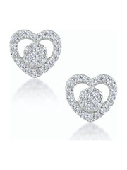 The Diamond Store 9K White Gold Diamond Heart Solitaire Stellato Earrings - Image 1 of 5