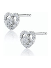 The Diamond Store 9K White Gold Diamond Heart Solitaire Stellato Earrings - Image 3 of 5