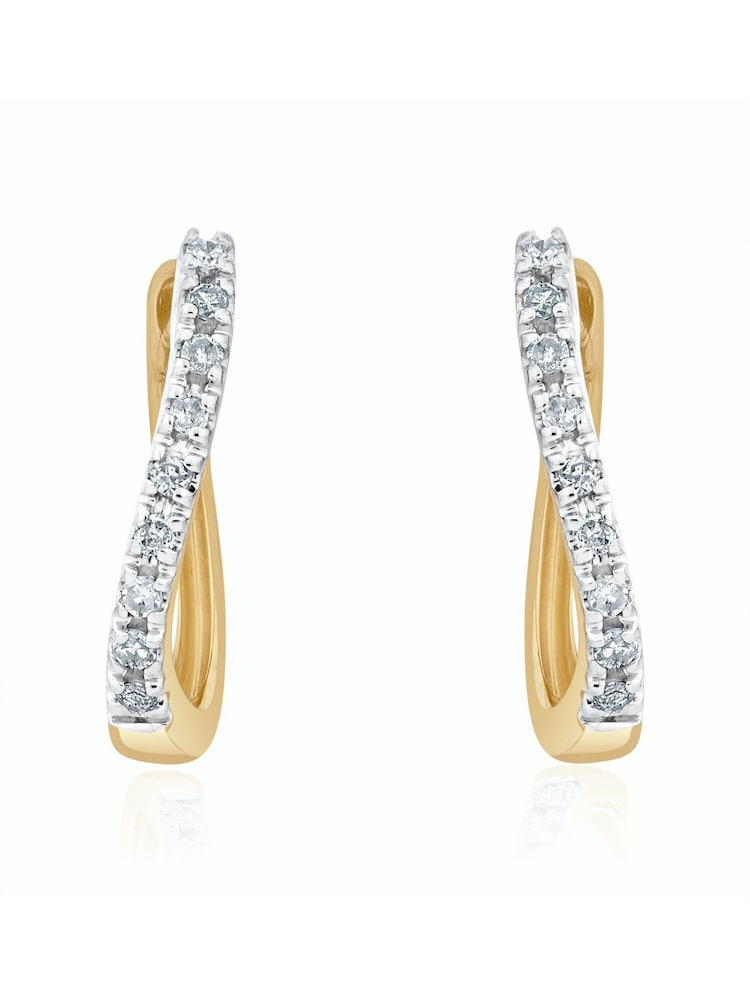 The Diamond Store 9K Gold 0.11ct Diamond Hoop Earrings - Image 1 of 5