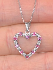The Diamond Store Ruby 0.68CT And Diamond 9K White Gold Heart Pendant Necklace - Image 3 of 3
