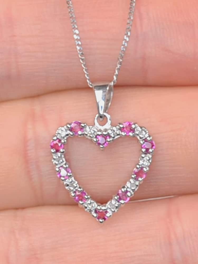 The Diamond Store Ruby 0.68CT And Diamond 9K White Gold Heart Pendant Necklace - Image 3 of 3