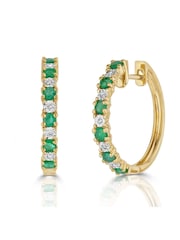 The Diamond Store Green 9K Gold Tone Stellato Emerald 0.63ct And Diamond Earrings - Image 1 of 4