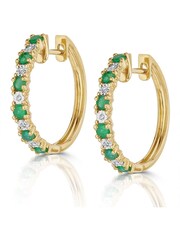The Diamond Store Green 9K Gold Tone Stellato Emerald 0.63ct And Diamond Earrings - Image 3 of 4