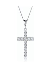 The Diamond Store White Lab Diamond Cross Necklace Pendant 0.22ct set in 925 Silver - Image 1 of 6