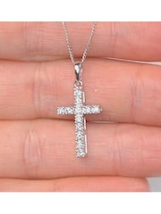 The Diamond Store White Lab Diamond Cross Necklace Pendant 0.22ct set in 925 Silver - Image 3 of 6