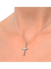 The Diamond Store White Lab Diamond Cross Necklace Pendant 0.22ct set in 925 Silver - Image 4 of 6