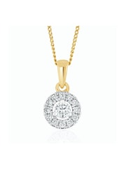 The Diamond Store 9K Gold 0.25ct H/Si Lab Diamond Halo Pendant Necklace - Image 1 of 6
