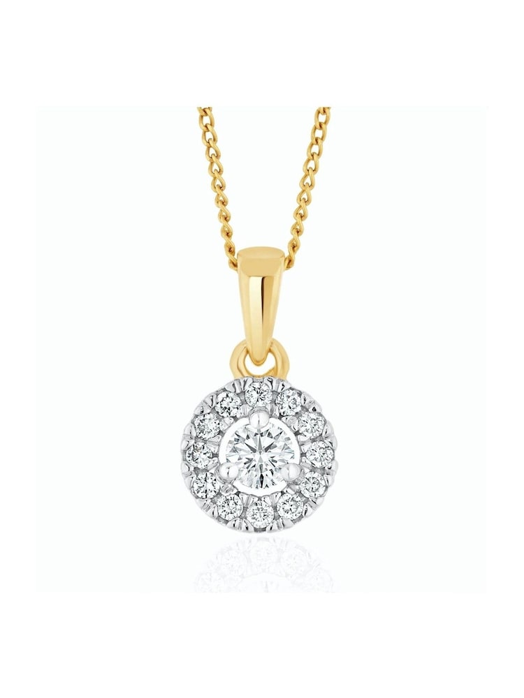 The Diamond Store 9K Gold 0.25ct H/Si Lab Diamond Halo Pendant Necklace - Image 1 of 6