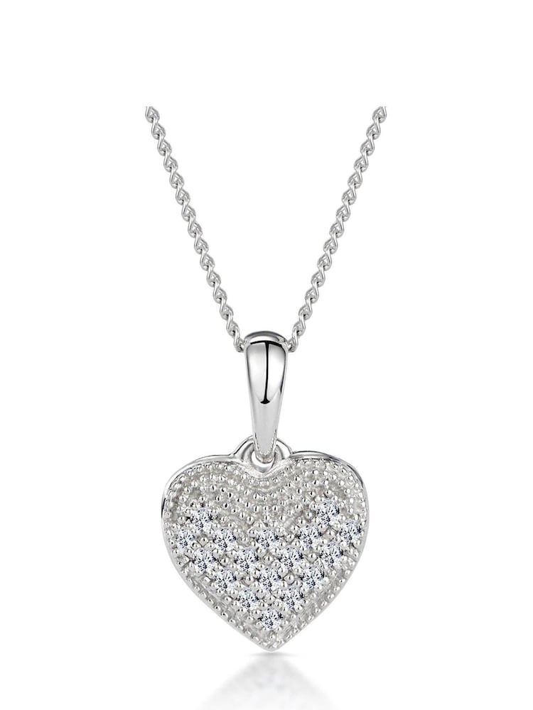 The Diamond Store 9K White Gold 0.09ct Heart Pendant Necklace - Image 1 of 4