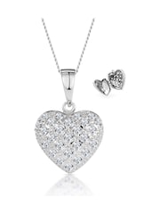 The Diamond Store White Lab Diamond 0.50ct in 925 Silver Heart Pendant Necklace - Image 1 of 6