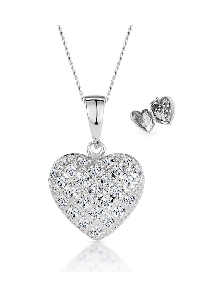 The Diamond Store White Lab Diamond 0.50ct in 925 Silver Heart Pendant Necklace - Image 1 of 6