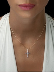 The Diamond Store 9K Yellow Gold 0.50ct H/Si Lab White Diamond Cross Pendant Necklace Claw Set - Image 3 of 5