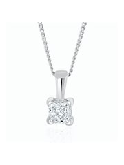 The Diamond Store 9K White Gold 0.25ct Lab Diamond Princess Cut Solitaire Necklace - Image 1 of 4