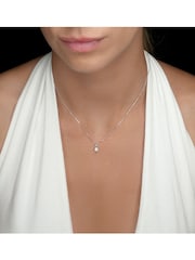 The Diamond Store 9K White Gold 0.25ct Lab Diamond Princess Cut Solitaire Necklace - Image 4 of 4