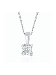 The Diamond Store 9K White Gold 0.25ct Lab Diamond Princess Cut Solitaire Necklace - Image 4 of 4