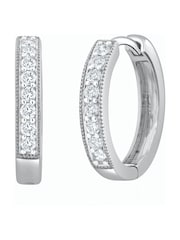 The Diamond Store 9K White Gold 0.25ct H/Si Lab Diamond Pave Set Hoop Earrings - Image 1 of 4