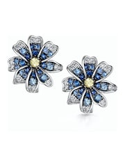 The Diamond Store 9K White Gold Blue and Yellow Sapphire and Diamond Stellato Earrings - Image 1 of 5