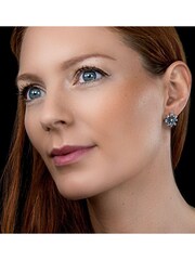 The Diamond Store 9K White Gold Blue and Yellow Sapphire and Diamond Stellato Earrings - Image 3 of 5