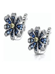 The Diamond Store 9K White Gold Blue and Yellow Sapphire and Diamond Stellato Earrings - Image 4 of 5