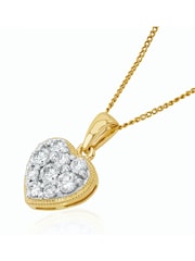 The Diamond Store 9K Yellow Gold 0.50ct H/Si Lab Diamond Pave Heart Pendant Necklace - Image 3 of 5