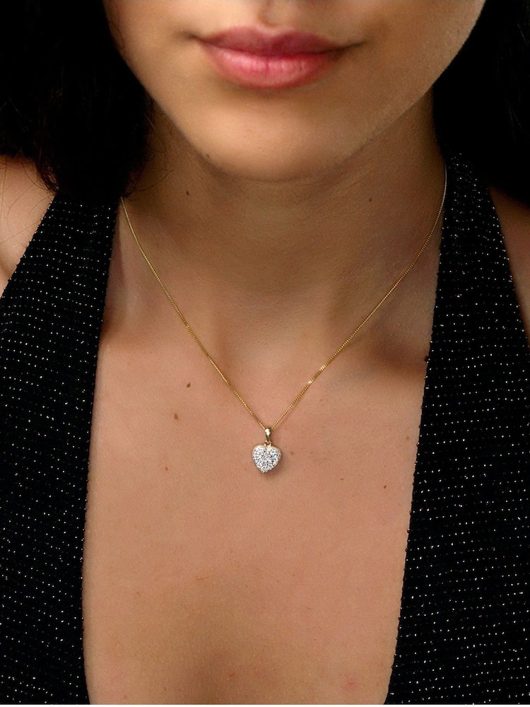The Diamond Store 9K Yellow Gold 0.50ct H/Si Lab Diamond Pave Heart Pendant Necklace - Image 5 of 5