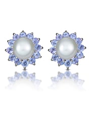 The Diamond Store 9K White Gold Tanzanite And Pearl Earrings - Image 1 of 6