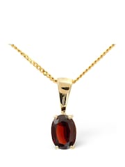 The Diamond Store 9K Gold 7mm x 5mm Garnet Pendant Necklace - Image 1 of 3
