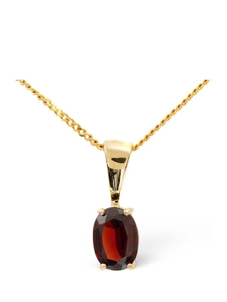 The Diamond Store 9K Gold 7mm x 5mm Garnet Pendant Necklace - Image 1 of 3
